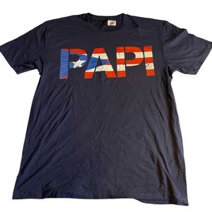 Gildan‎ Softstyle Navy Blue Papi Puerto Rico Flag Graphic T-Shirt Mens Large